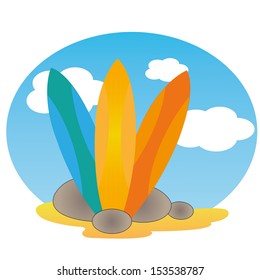 three surfboard on special background