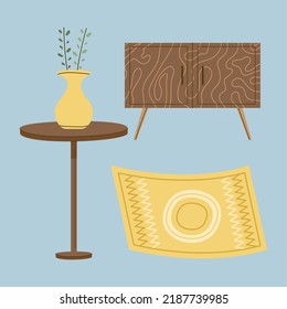 three sweet home furniture set icons