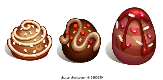 Three sweets vector icons.