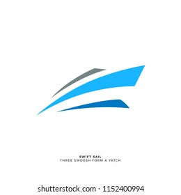 Three Swoosh Form A Sail. Isolated Vector Illustration