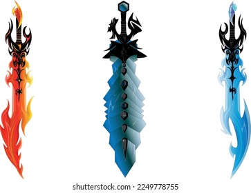 Three swords of power. Sword art of strenght. A world of fantasy and magic.