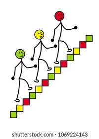 Three symbolic little men go up the stairs, Metaphor of business team