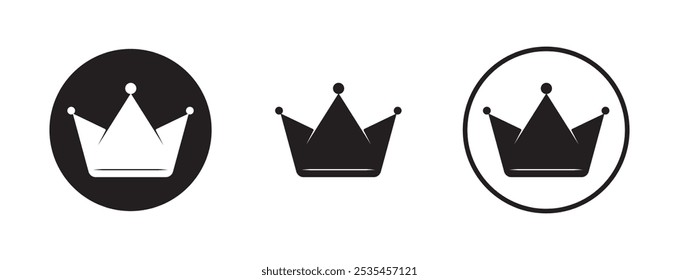 three symbols of crown set of vector design isolated background