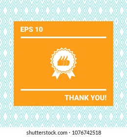 Three symbols Thumb Up Gesture - label with ribbons. Thumb up icon - the highest score, the best choice, the highest rating
