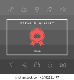 Three symbols Thumb Up Gesture - label with ribbons. The highest rating