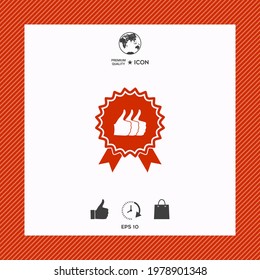 Three symbols Thumb Up Gesture - label with ribbons. Thumb up icon, elements for your design