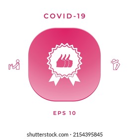 Three symbols Thumb Up Gesture - label with ribbons. Thumb up icon, elements for your design