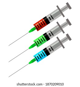 Three syringes on a white background, vector illustration