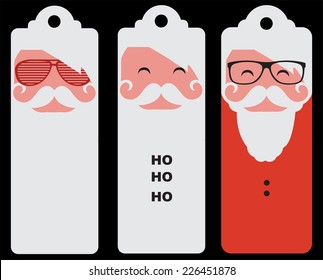 tres etiquetas de silueta de moda estilo hipster Santa Claus