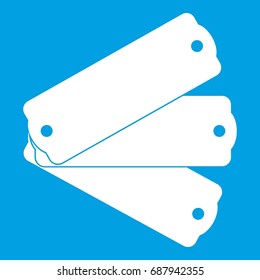 Three tags icon white isolated on blue background vector illustration
