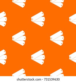 Three tags pattern repeat seamless in orange color for any design. Vector geometric illustration