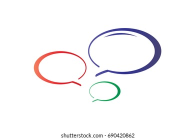 three talk bubbles illustration, icon design, isolated on white background. 