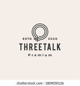 tres charla burbuja hipster vintage logo icono vectorial