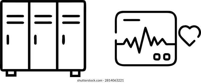 Three tall brown wooden panels with horizontal lines and vertical cracks vector icon set