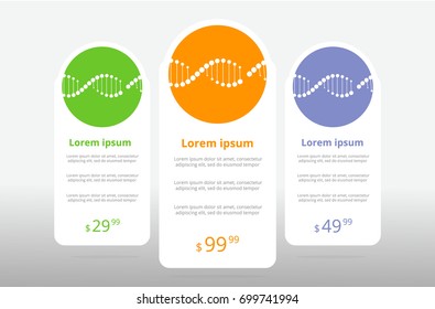 Three tariffs cake . UX Interface for the site. Vector banner for web app. Pricing table, banner, order, box, button, list and bullet with plan for website.
