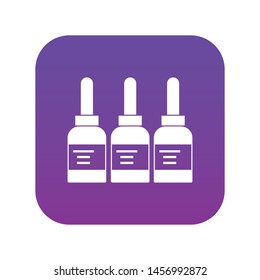 Three tattoo ink bottles icon digital purple for any design isolated on white vector illustration