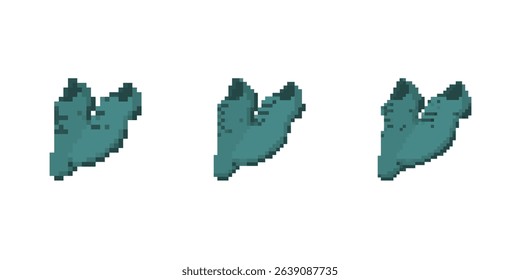 Three teal mosaic pixel icons shaped like anchors, repeating in a seamless row in pixel art style.