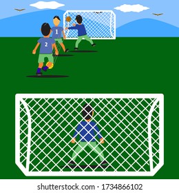 three team illustrated soccer practice