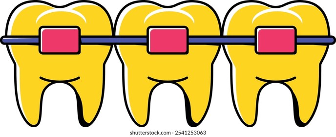 Três Dentes Usando Ilustração De Fio