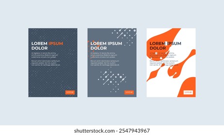 Three templates for a stylish flyer or flyer with a dotted background