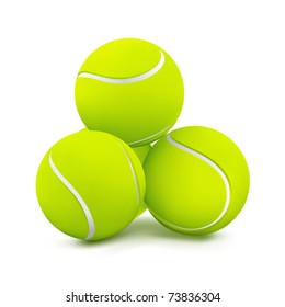 Three tennis balls on white. Vector