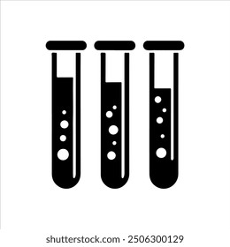 Three test tube vector icon silhouette illustration design on white background.
