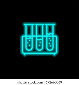 Three Test Tubes blue glowing neon ui ux icon. Glowing sign logo vector
