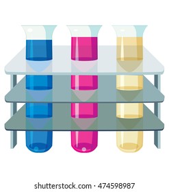 three test tubes with colorful liquids. Eps 10
