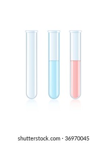 Three test tubes on a white background