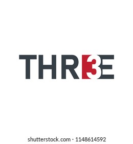 three text logo vector template. Number logo text element