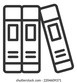 Tres libros de texto en una fila - icono, ilustración sobre fondo blanco, estilo de esquema