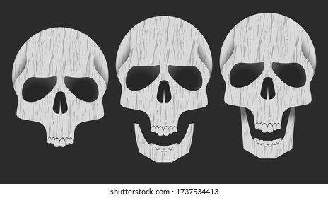 Tres cráneos texturados - miedo muerto
