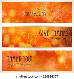 Three thanksgiving banners. Thanksgiving background design