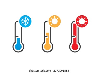 three thermometers cold, warm and hot -  Vector Illustration Isolated on white background