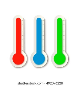 three thermometers on white