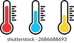 Three thermometers showing different temperatures: hot, cold, and warm.