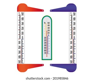 three thermometers for temperature readings on a white background