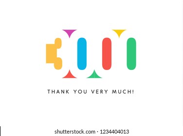 Three thousand subscribers baner. Colorful logo for anniversary day.