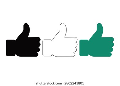 Three thumbs up icons in different styles for approval feedback