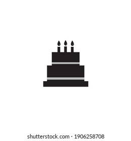 Three tier birthday cake. Vector drawing.