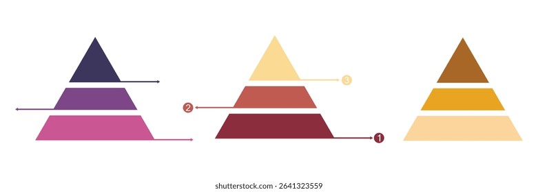 Three Tier Blank Pyramid Diagram – Vector Infographic Template