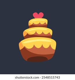 three tier cake in flat vector design