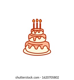Drei-Tier-Kuchen-Symbol. Clip-Art-Bild einzeln auf weißem Hintergrund