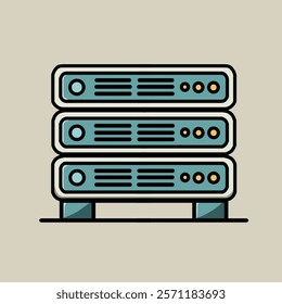 three tier rack server vector design illustration, plain background.