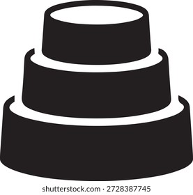Three tiered black and white cake isolated on white background, Vector, illustration