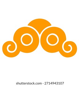 Drei gestufte Wolke Motiv dekoratives Element orange gold Farbe einfach
