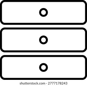 Three tiered database server rack icon with database technology computing infrastructure hardware internet