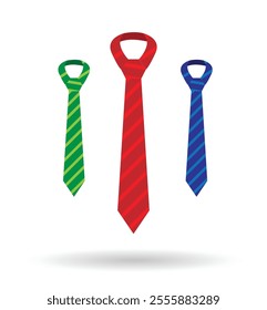 Three Ties for a Business Man Flat Style. Business formal work wear concept vector art