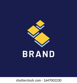 Three tiles abstract modern logo template