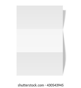 Three times folded paper sheet placed on white background